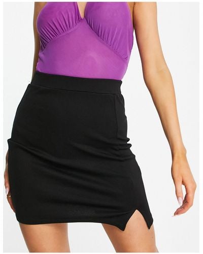 Trendyol Fitted Mini Skirt With Split - Black