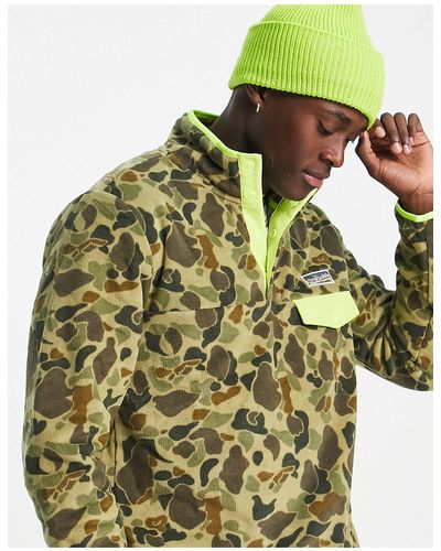 Polo Ralph Lauren Sweatshirt Van Borg Met Contrasterende Zak, Camouflageprint En Korte Rits - Groen