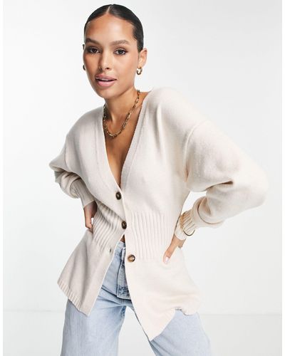4th & Reckless Cinched Waist Knitted Cardigan - Natural