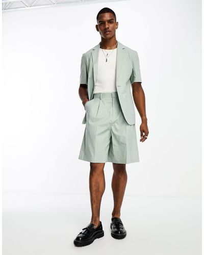 ASOS Bermuda Linen Mix Suit Short - Green