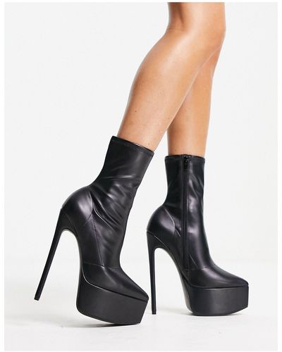 ASOS Electrify - Sock Boots Met Hak En Plateauzool - Zwart