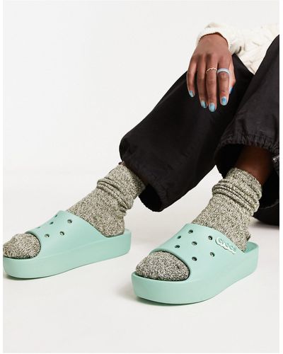 Crocs™ Platform Slider Sandals - Green