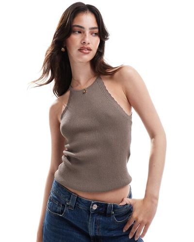 ONLY Halter Neck Light Weight Knitted Top - Brown