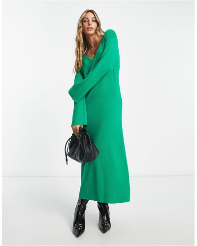 Pretty Lavish Long Sleeve Knitted Midi Dress - Green