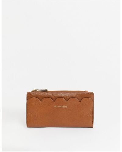 Paul Costelloe Leather Purse With Scalloped Edge - Brown
