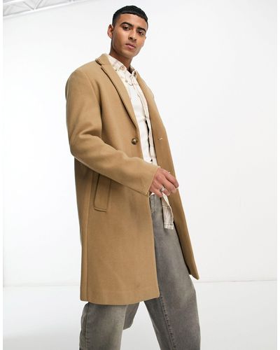 Pull&Bear Overcoat With Wool Mix - Natural