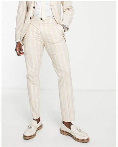 SELECTED Pantaloni da abito slim beige a righe estive - Multicolore