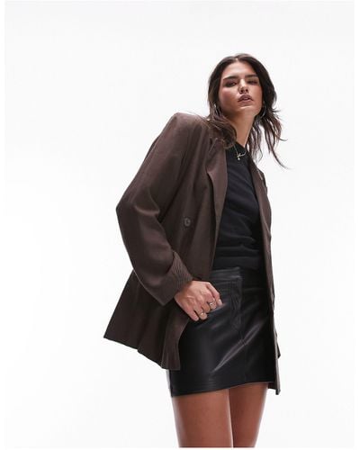 TOPSHOP Oversized Double Breasted Blazer - Brown