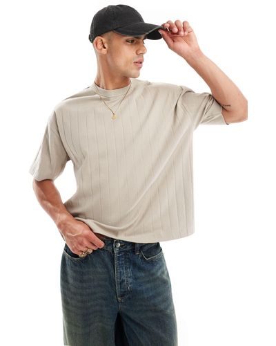 ASOS Oversized Boxy Fit Textured Rib T-shirt - Grey