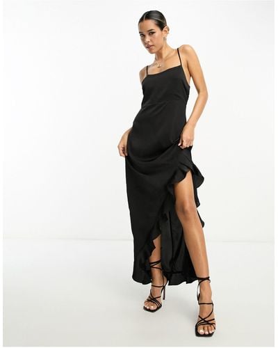Lola May Cowl Front Asymmetric Hem Midi Dress - Black