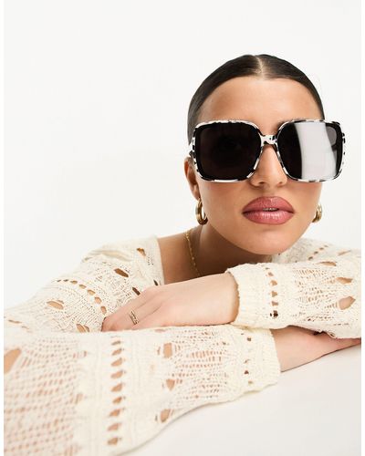 Pieces Oversized Square Sunglasses - Natural
