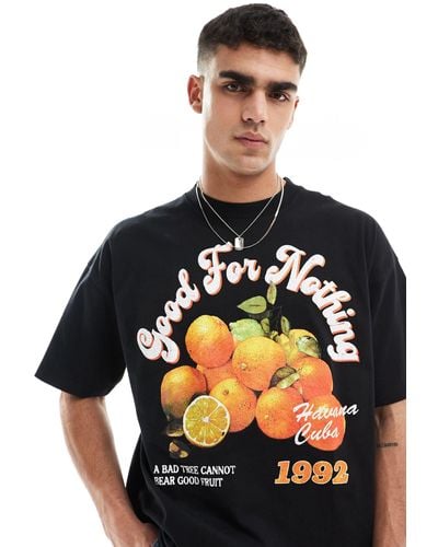 Good For Nothing Orange Graphic T-shirt - Black