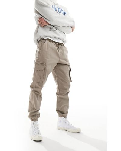 River Island Greco Cargo Trousers - Natural