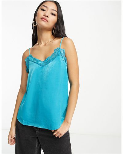 ONLY Cami Vest With Lace Trim - Blue