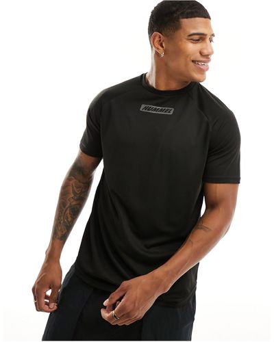 Hummel – sport-t-shirt aus netzstoff - Schwarz