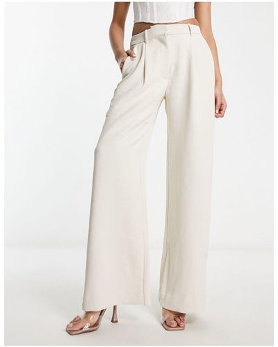Abercrombie & Fitch Pantaloni beige a fondo ultra ampio - Bianco