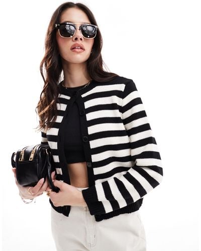 ASOS Knitted Stripe Cardigan - Black