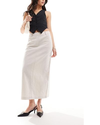 Whistles Abigail Linen Tailored Midi Skirt - White