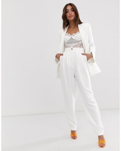 ASOS High Waist Extreme Tapered Suit Trousers - White