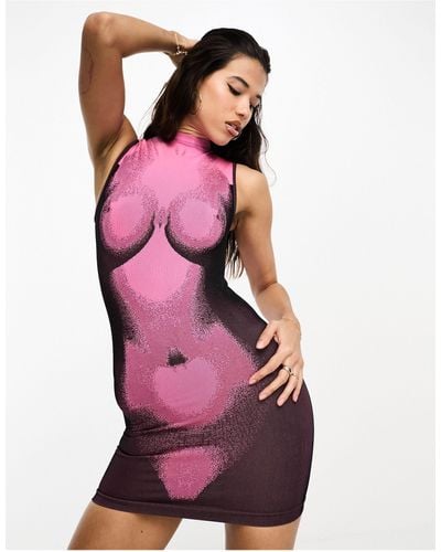 LAPP THE BRAND Lapp Seamless Body Art Mini Dress - Pink