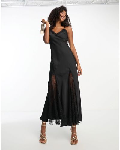 Forever New Vestido largo con diseño dividido - Negro