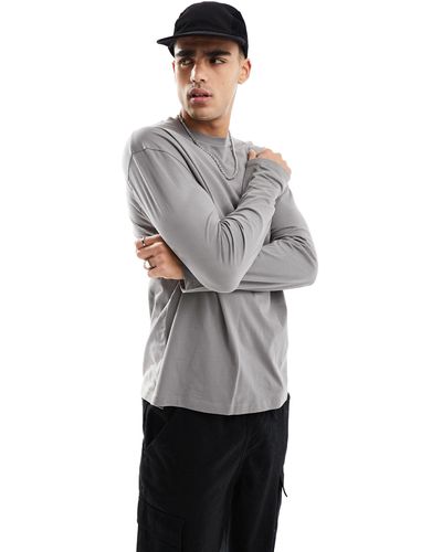 ASOS Relaxed Long Sleeve T-shirt With Crew Neck - Gray