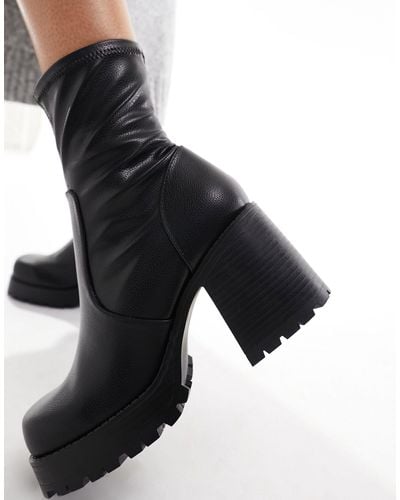 ASOS Retreat Mid-heeled Sock Boots - Black