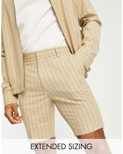 ASOS Nette Geruite Skinny Short Van Corduroy Met Trekkoord - Naturel