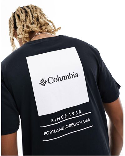 Columbia Barton springs - t-shirt nera con stampa sul retro - Blu