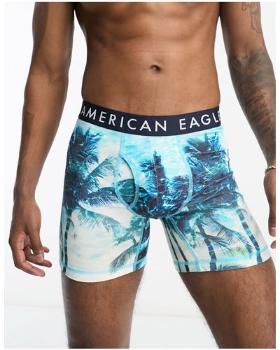 American Eagle – unterhose mit palmen- und wellen-fotomuster - Blau