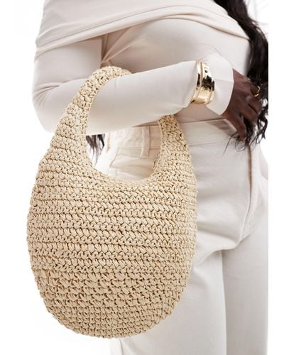 Bershka Woven Grab Bag - Natural
