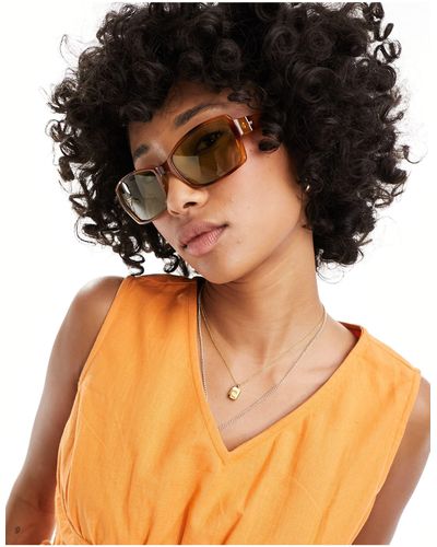 Le Specs Trance - occhiali da sole rettangolari tartarugati stile vintage - Marrone