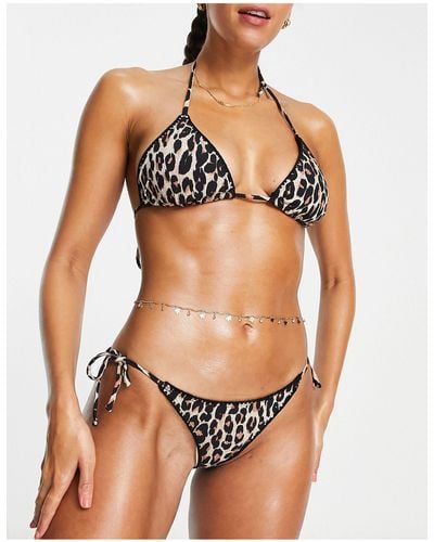 Accessorize – triangel-bikinioberteil mit leopardenmuster - Mehrfarbig