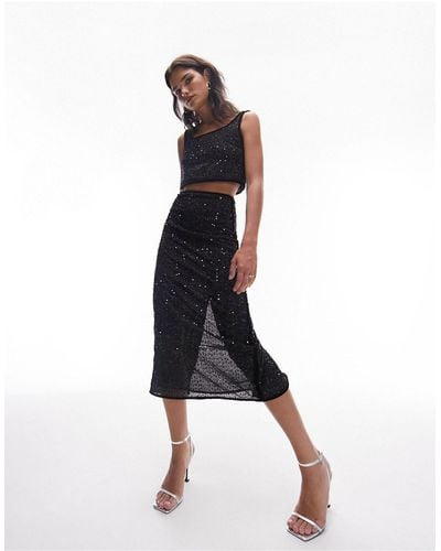TOPSHOP Co-ord Sequin Midi Skirt - Black