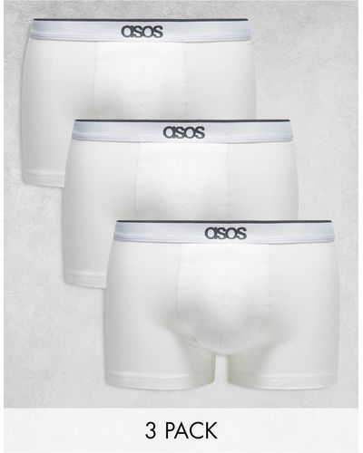 ASOS 3 Pack Branded Waistband Trunks - White