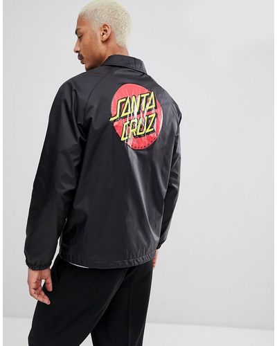 Santa Cruz Coach Jacket With Classic Dot Back Print In Black