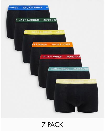 Jack & Jones Confezione da 7 paia di boxer aderenti neri con fascia - Nero