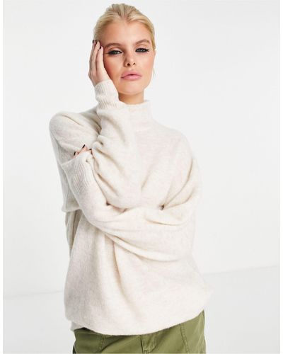 Object Long Sleeve Oversized Knitted Sweater - White