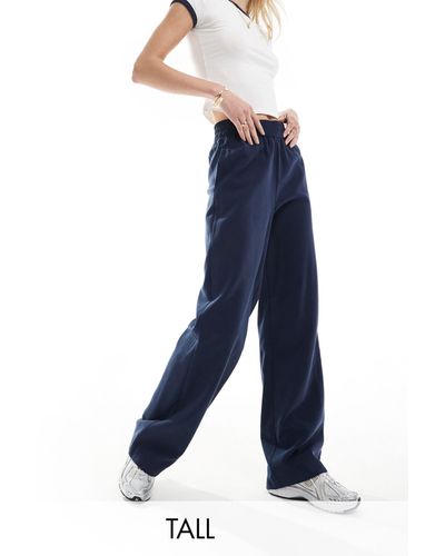 Vero Moda Tall Wide Leg Pull On Trousers With Elasticated Waist - Blue