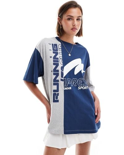 ASOS Oversized T-shirt With Running Sports Graphic - Blue