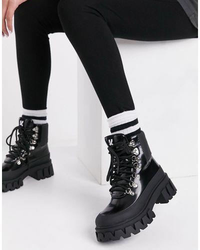 Koi Footwear Syndrome Chunky Hiker Boots - Black