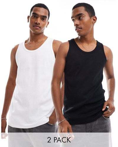 Cotton On Cotton On Relaxed Ribbed Vest 2 Pack Black