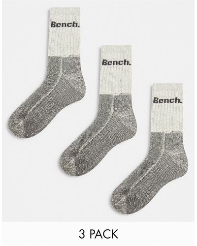 Bench Barron 3 Pack Solid And Twisted Marl Mix Boot Socks - White