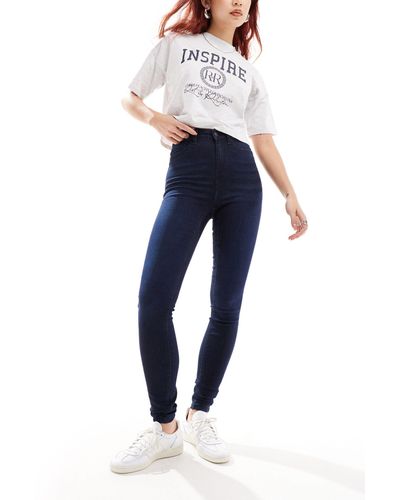 Noisy May Callie High Rise Skinny Jeans - Blue