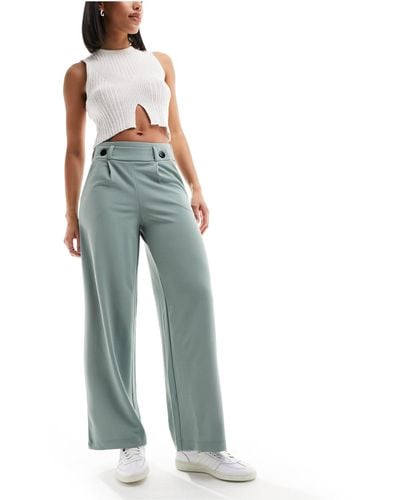 Jdy High Waisted Wide Fit Tailored Trousers - Blue