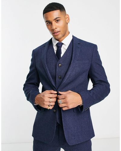 ASOS Wedding Skinny Wool Mix Suit Jacket - Blue