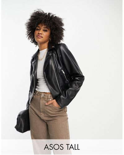 ASOS Asos Design Tall - Ultiem Bikerjack Van Imitatieleer - Zwart