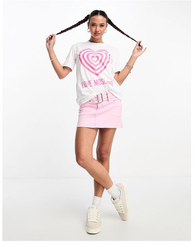Love Moschino – t-shirt mit herz-logo - Weiß