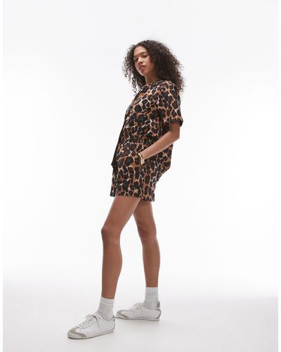 TOPSHOP – e shorts mit leopardenmuster, kombiteil - Weiß