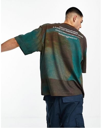 Collusion Bleached Printed T-shirt - Green